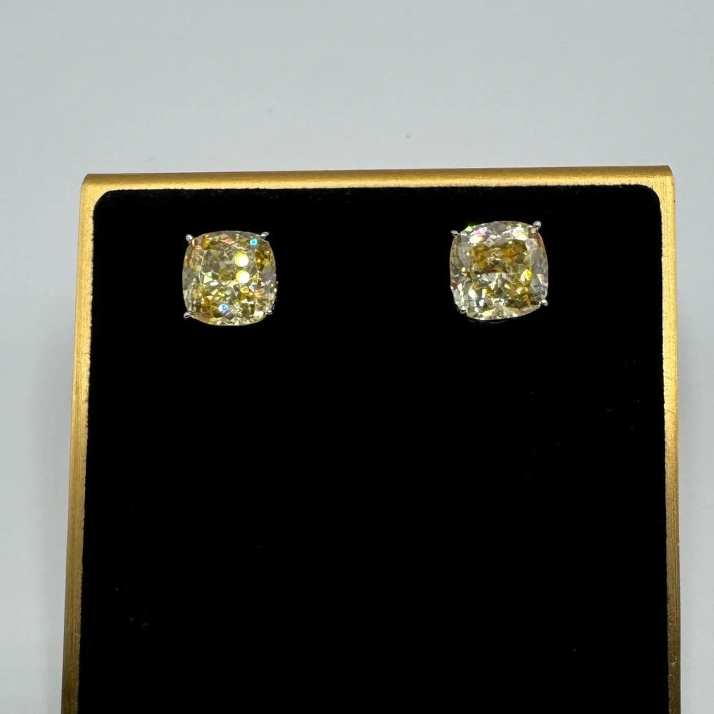 7.5ct Cushion Canary Studs - Picture 4 of 13